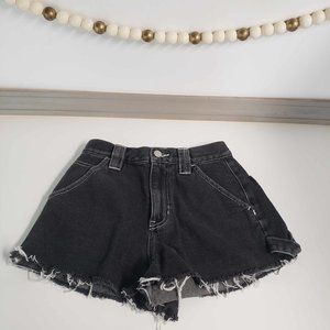 PacSun Black Distressed High Waisted Denim Shorts